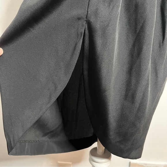 Vintage 80s Little Black Dress Statement Sleeves Open Back Knee Length Size 7/8 - Picture 7 of 11